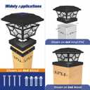 APONUO 4x4 Solar Post Cap Lights 16 Pack - 6x6 Post Cap Solar Light, 2-Mode, IP64 Waterproof, Post Lights Solar Powered for 4x4 5x5 6x6 Wood/Vinyl Posts, Black
