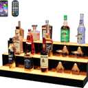 MESAlLUP 30 Inch 3 Tier Lighted Liquor Bottle Display Shelf, LED Bar Shelves with APP or Remote Control, Mulit Color Lighting for Home Mini Bars Decor, Restaurants & Party Use, Acrylic Stand