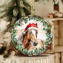 4 x Horse Ornament 2025  White Elephant Gift for Girl Love Horse, Just a Girl Who Loves Horses  Rustic Farm Animal Ceramic Ornament with Santa Hat Horse Artwork, Gift for Horse Lovers