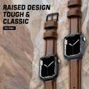 Eyamumo Genuine Leather Bands Compatible for Apple Watch Band 42mm 44mm 45mm Men Women, Top Grain Soft Vintage Genuine Leather Replacement Strap Compatible with Apple Watch Series 9 8 7 6 5 4 3 2 1 SE (A-Vintage Retro Brown + Black Adapter)