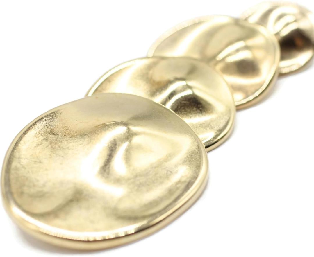 Gold Metal Shank Buttons - 12 Pcs - 4 Size Options - Luxury Wrinkle Irreguler Wave Metal Shank Buttons for Men Women Blazer Coat Uniform Shirt Suit and Jacket Sewing Craft DIY G2230 (Small - 12Pcs)