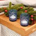 48pcs Blue Votive Tealight Candle Holders, Glass Tea Light Candle Holders for Table Centerpieces,Candle Holders for Wedding Decor, Gift, Home