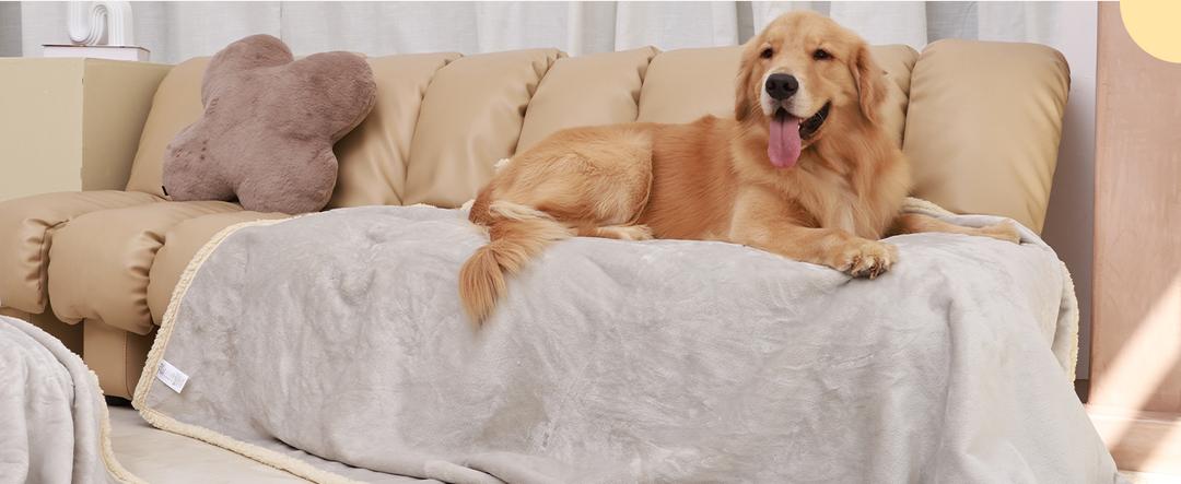 Luciphia Waterproof Pet Blanket, Liquid Pee Proof Dog Blanket for Sofa Bed Couch, Reversible Sherpa Fleece Furniture Protector Cover for Small Medium Large Dogs Cats, Grey Beige XLarge（85" x 57"）