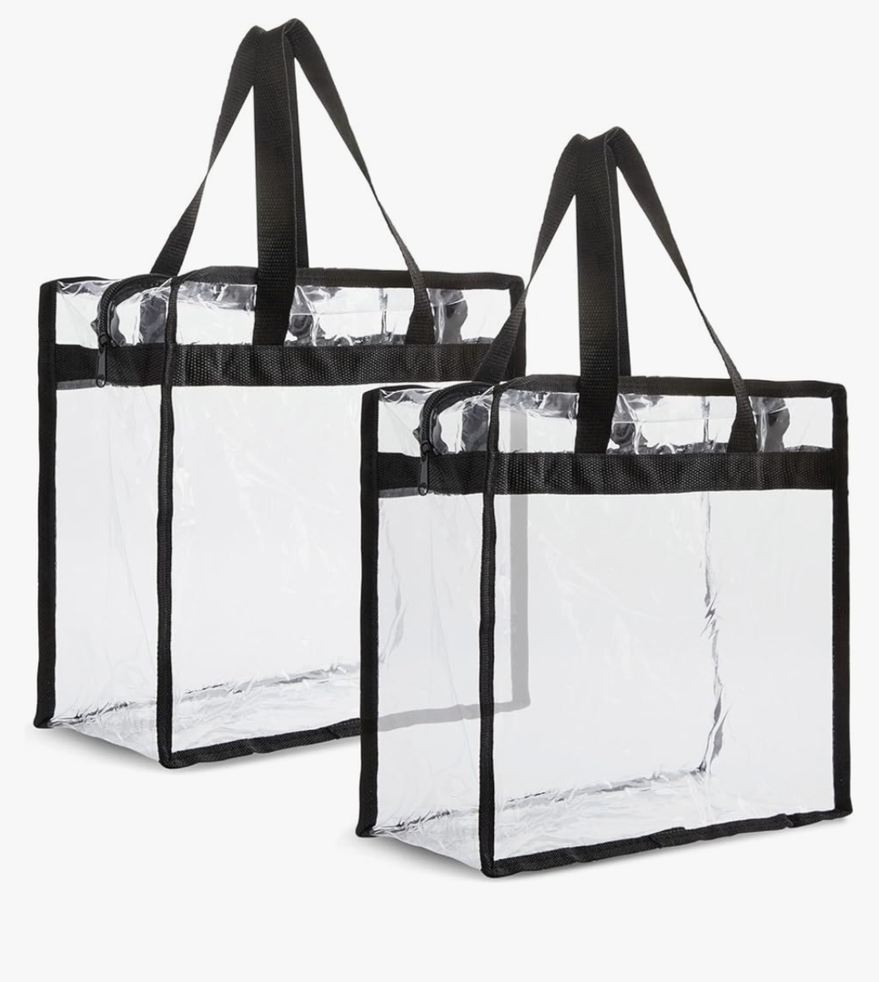 Juvale Clear Stadium Approved Bags - 12x6x12 Large Transparent Tote Bags with Zippers and Handles 2 Pack
