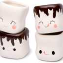 Cute Marshmallow Shaped Mugs Ceramic Hot Chocolate Cup Hot Chocolate Mugs Milk Cocoa Christmas Funny Coffee Mug Mothers Day Gift 6oz