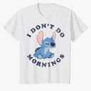 Disney Lilo & Stitch I Don't Do Mornings Distressed V2 T-Shirt XS Youth
