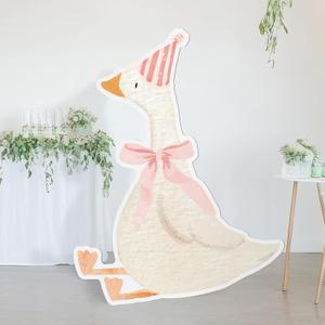 One Silly Goose Party Decorations 1st Birthday Silly Goose Backdrop Duck Animal Background Prop for Birthday Baby Shower Party Supplies(Pink,Striped Style)