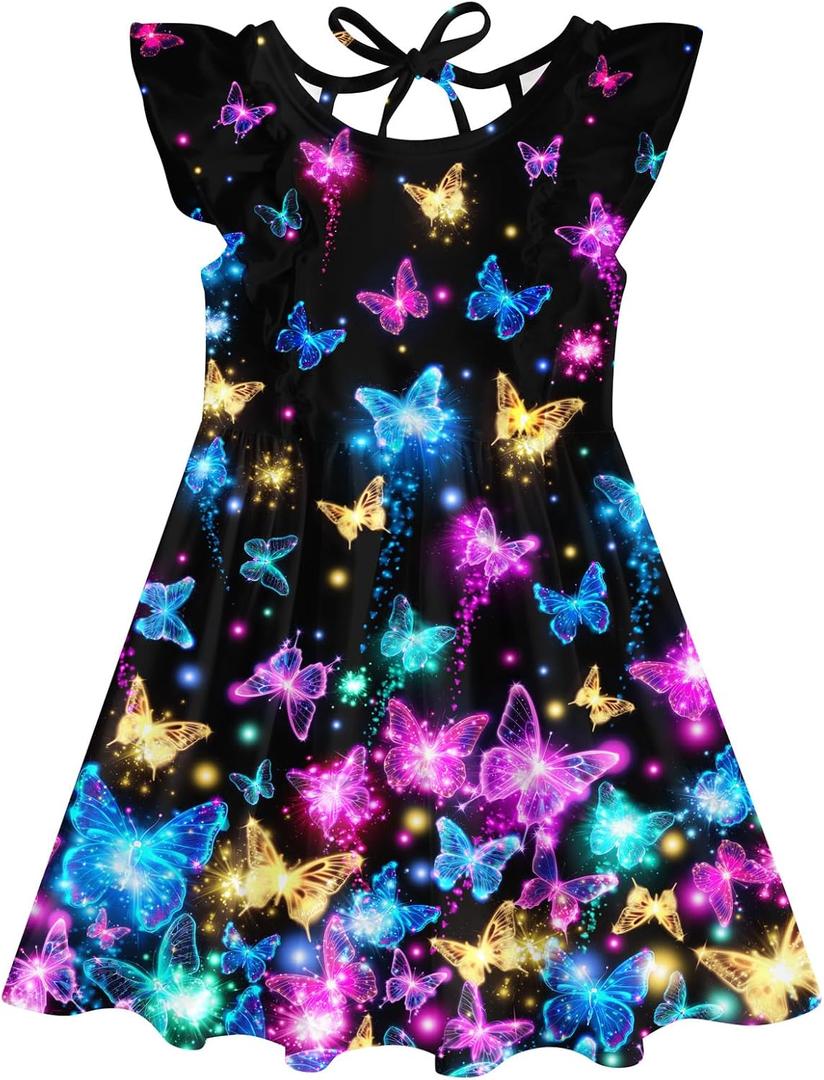 Goodstoworld Toddler Girl Dress for Kids Summer Beach Ruffle Tie Back Dresses for 2-8T