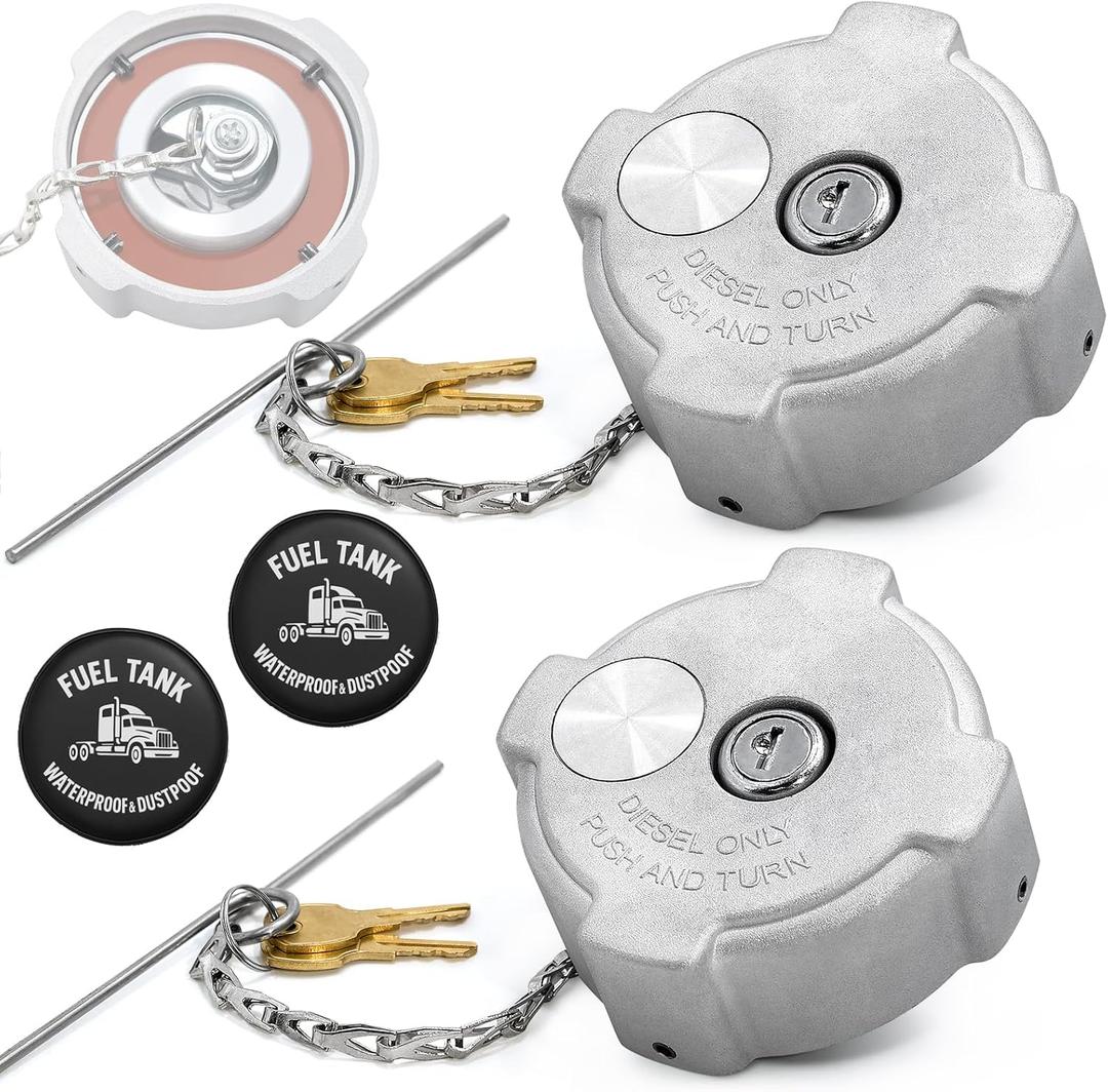 2 Pack 3" Female 1/4 Turn Locking Fuel Tank Cap, Compatible with Freightliner Century 112, Cascadia 125, Columbia 112 120, Aluminum Truck Gas Cap, Replace 03-37017-000 03-37017-002 572.1018