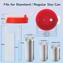 4 Pack Soda Can Lids with Straw, 4 Color Can Covers for Soda with Reusable BPA-Free, Can Lid Built w/ 3 Sizes Fits for S/M/L Sizes, Can Lids Soda w/Straw Brush Cans for Seltzer, Beer, Juice, Seltzer