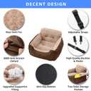 Oiilores Dog Car Seat for Small Dogs, Washable Pet Booster Seats with Clip-On Safety Leash, Comfy Deluxe Plush Carseat with Storage Pockets, Puppy Car Travel Carrier Bed for Dogs Under 25 lbs, Brown
