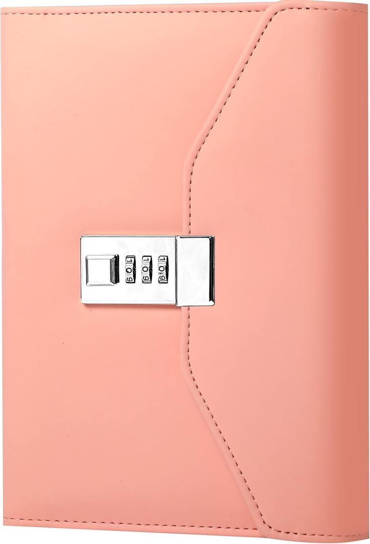 CAGIE Diary with Lock for Women, Full Wrap-around Privacy Journal Gifts for Girls, 120 GMS 224 Pages Thick Lined Notebook with Lock, 5.9 x 7.9 Inch (New Pink)