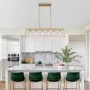 6-Light Gold Chandeliers for Dining Room | Modern Kitchen Island Light Fixture | Rectangle Chandelier for with Clear Glass Shade | Apply to Dining Room Light fixtures Over Table