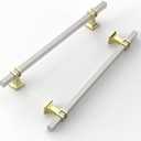 FILTA 7.5 Inch(192mm) Hole Centers Brushed Nickel 10 Pack Cabinet Pulls,Satin Nickel and Gold Square Drawer Pulls T Bar Kitchen Cabinet Handles Cabinet Hardware for Cabinets Cupboard Drawer