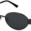 SOJOS Retro Oval Sunglasses for Women Trendy Classic Shades UV400 Protection SJ1217 Black/Grey Lens
