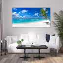 XXMWallArt FC2498 Seascape Canvas Art - Tropical Paradise Beach With White Sand and Coco Palms - Summer Beach Nature Pictures for Living Room, Bedroom, Home and Office Wall Decor, 71"L x 36"W