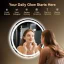 20 Inch Round LED Bathroom Mirror with Lights, Circle Lighted Vanity Mirror