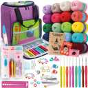 Craftwiz Ultimate Beginner Crochet Kit for Adults and Kids  Your Complete Starter Set to Learn Crochet  Includes 20 Yarn Skeins, 9 Hooks, and Crochet Book