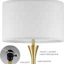 Globe Electric 61000150 60" Floor Lamp, Antique Brass Finish, Beige Fabric Shade, Mid-Century Modern Standing Lamp, E26 Base, Sustainable Design for Living Rooms and Bedrooms