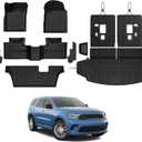 Floor Mats Set for 2016-2026 Dodge Durango (Only for 7 Seats with Bench Seats), All Weather TPE Backrest Mat Trunk Mat Cargo Liner Door Sill Guards Accessories (7 Seats Floor Mats Set)