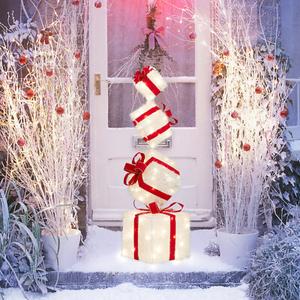 Set of 4 Christmas Lighted Gift Boxes Christmas Boxes… (White)
