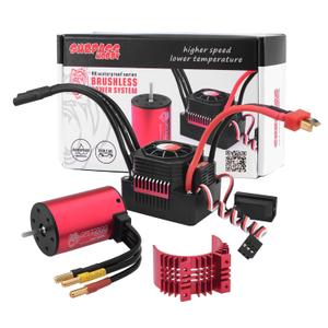 Surpass Hobby 3660 Brushless Motor with 60A ESC Combo, Waterproof Motor ESC for 1/10 RC Cars Trucks Upgrades (3500KV)