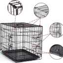 DONORO Dog Crates for Small Size Dogs Indoor Double Door Dog Kennels & Houses for Puppy and Cats, Collapsible Metal Contour Dog Cages (Black, 30.0" L x 19.0" W x 21.0" H)