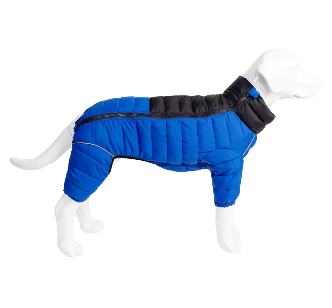 Dog Cold Weather Jumpsuit Coat Outdoor Puffer Jacket Winter Quilted Warm Clothes for Small Medium Large Dogs (Blue, X-Large)