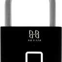 HIFAM Fingerprint Padlock, Keyless Biometric Gate Locks for Outdoor Fence Storage Gym, Smart Lock with USB Rechageable (Black)