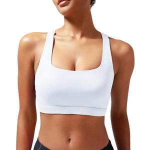 RUNNING GIRL Sports Bras for Women, Molded Cup High Impact Sports Bra Workout Bras for Women High Support Racerback (White, L)