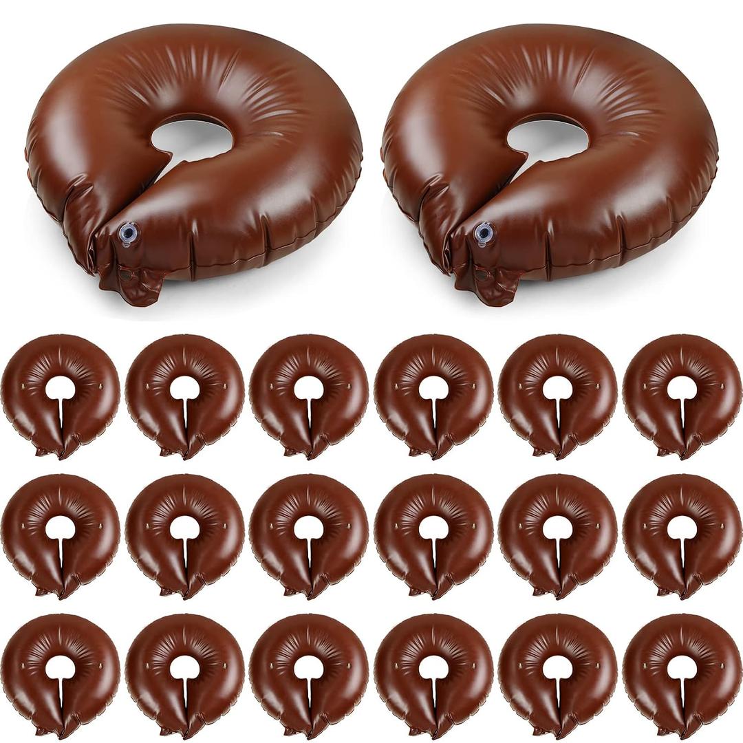 Mumufy 20 Pack Tree Watering Ring Tree Watering Bag 10 Gallon Slow Release PVC Drip Irrigation Water Pouch Automatic Drip System for Planting Gardening Trees and Shrubs, 23.6 Inch (Brown), Large