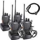 BaoFeng BF-888S Two Way Radio with Built in LED Flashlight (Pack of 4) + USB Programming Cable