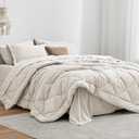 Love's cabin California King Comforter Set Off White, 7 Pieces California King Bed in a Bag, All Season Bedding Sets with 1 Comforter, 1 Flat Sheet, 1 Fitted Sheet, 2 Pillowcase and 2 Pillow Sham