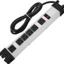 Heavy Duty Surge Protector, 6 Outlet Industrial Power Strip with 15A, Shop Workshop Garden Metal Power Strip with 6FT Cord 1200 Joules ETL Listed. (Grey)
