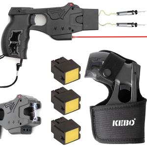 KEBO Heavy Duty Stun Gun with LED Flashlight, 15 Foot Range, 1.80 C Painful, Rechargeable Self Defence Stun Gun for Man and for Woman, LED Flashlight, Safety Switch