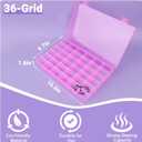 False Nail Container, 36-Gird Plastic Nail Art Organizers Storage Box with Adjustable Dividers, False Jewelry Diamonds Charms Nail 3D Decorations Manicure Accessory Holder Case, 2 Packs