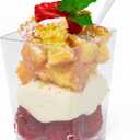 50 Pack 4 oz. Square Small Plastic Dessert Cup With Spoons Hermes Professional-Grade Recyclable Transparent Disposable Party Cup for Parfait Desserts, Appetizers, and Events CMJJ