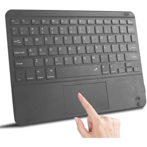 Wireless Bluetooth Keyboard, Ultra Slim Rechargeable Small Portable with Touchpad 10 Inch Wireless Keyboard, for Tablet Laptop Smartphone iOS Android Windows, Adult College Student Kids Gift(Black)