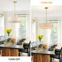 Gold Modern Chandelier 18'' Drum Pendant Light with Fabric Lampshade Hanging Light Fixture 3-Light Farmhouse Chandeliers for Dining Room Bedroom Kitchen Hallway Foyer