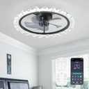 Ceiling Fans with Lights, 20 Inch Ceiling Fan with Light and Remote, Low Profile Reversible White Fandelier Ceiling Fan, Dimmable LED, Flush Mount, DC Motor, for Bedroom, Kitchen, Office (Black)