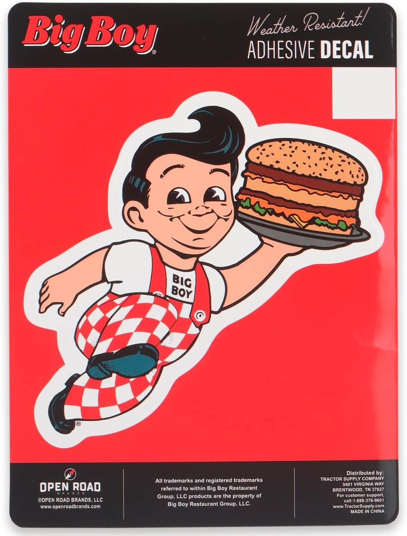 Bob's Big Boy Classic Logo Adhesive Vinyl Decal - Fun Bob's Big Boy Sticker for Car, Window, Water Bottle or Laptop (Red/Brown)