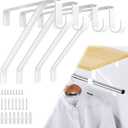 Pisman Adjustable Closet Rod Bracket Heavy Duty,Shelf Bracket with Rod Holder- White Closet Rod Support & Closet Shelf and Rod Bracket for Storage, 10 Inch 4pcs