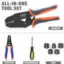 iCrimp Wire Crimping Tool Set with Wire Cable Stripper, Ratcheting Wire Crimper Tool with 5pcs Interchangeable Dies for Insulated and Non-insulated Connectors, Terminal and End-sleeves Ferrule