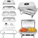 Chafing Dishes Buffet Set [2/4 Pack] Commercial Catering Food Warmers for Parties 9QT Buffet Servers and Warmers Stainless Steel Foldable Chafer with Lid