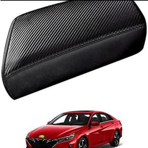 Autorder Center Console Cover for Hyundai Elantra 2021-2025 2026 Accessories Carbon Fiber Armrest Cover Anti-Scratch Leather Armrest Protector (Automatic Brake Only, Not for Handbrake)