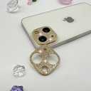 2 Pack Camera Lens Protector - Compatible with iPhone 14/15 Series, 3D Glitter Bling Diamond Cover Sticker (Gold)