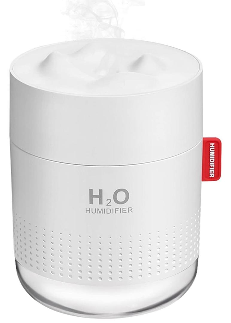 Portable Mini Humidifier, 500ml Small Cool Mist Humidifier, USB Personal Desktop Humidifiers for Baby Bedroom Travel Office Home, Auto Shut-Off, 2 Mist Modes, Super Quiet, White
