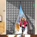 AEOCOO Thicken Wide Thermal Insulated Door Curtain, Fit Size up to 72 x 80 Inches, Magnetic Door Screen Curtain Filled with Thick Cotton for Winter, Sliding Glass/Patio/French/Front/Back, Grey, Square