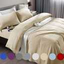 SONORO KATE Bed Sheet Set Super Soft Microfiber 1800 Thread Count Luxury Egyptian Sheets Fit 18-24 Inch Deep Pocket Mattress Wrinkle-6 Piece (Beige, Queen)