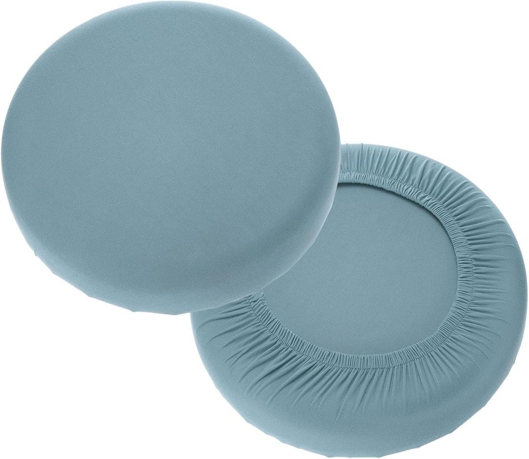 uxcell 2 Pack Stool Covers Round, 11-14 Inch Bar Stool Covers Washable Dustproof Slipcover Seat Cushion with Elastic for Bar Kitchen Living Room Decor, Blue Gray